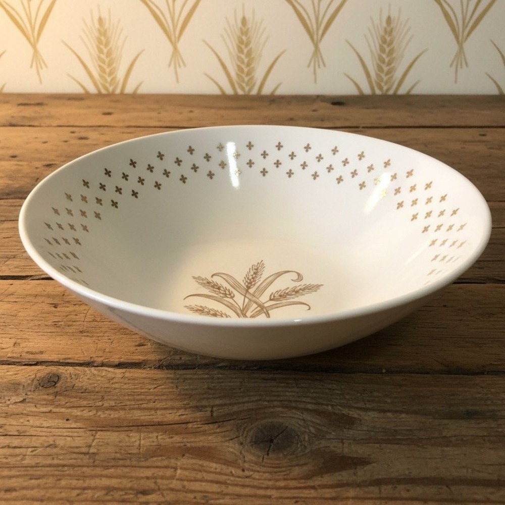 Vintage Homer Laughlin Golden Wheat  Fleur de Lis Serving Bowl *